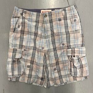 Y2K Mossimo plaid tan and blue jesse pinkman‎ ahh cargo shorts